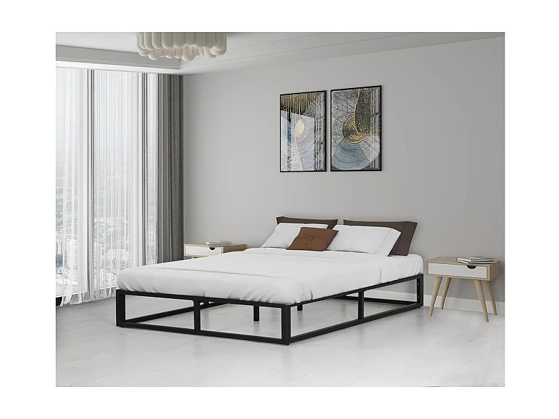 Cadre de lit en métal 160 x 200 cm - Noir