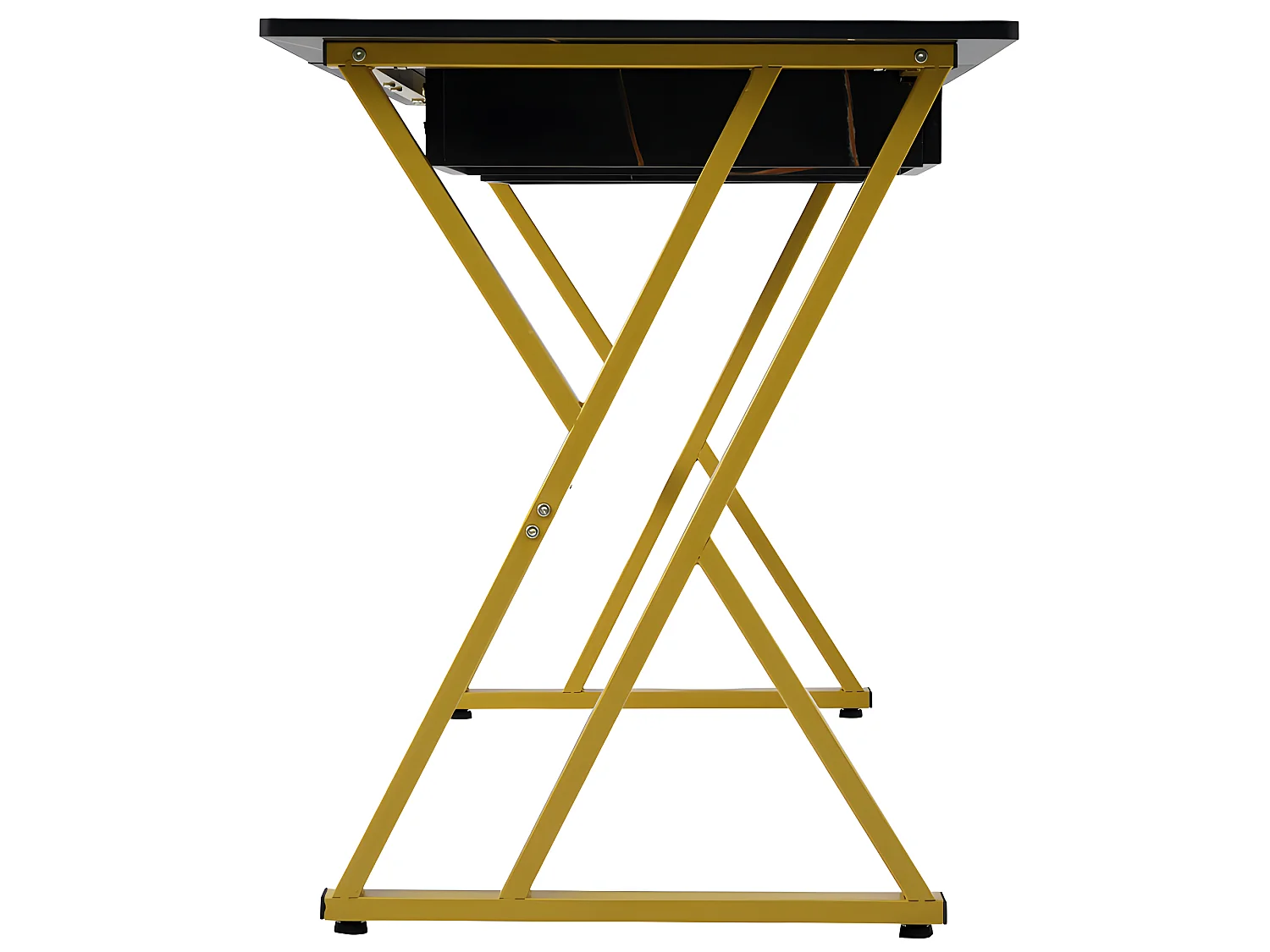 Multifunctioneel bureau met 2 lades - marmerpatroon fineer - Zwart & Goud