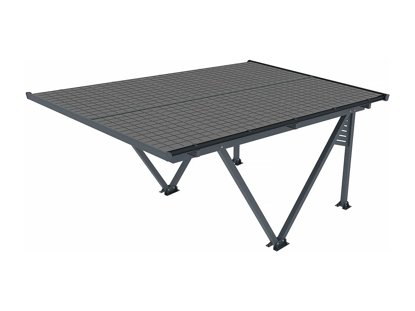 Estacionamento solar com painéis fotovoltaicos integrados - 4,1 kW - Cinza frio - 366 x 575 x 366 cm