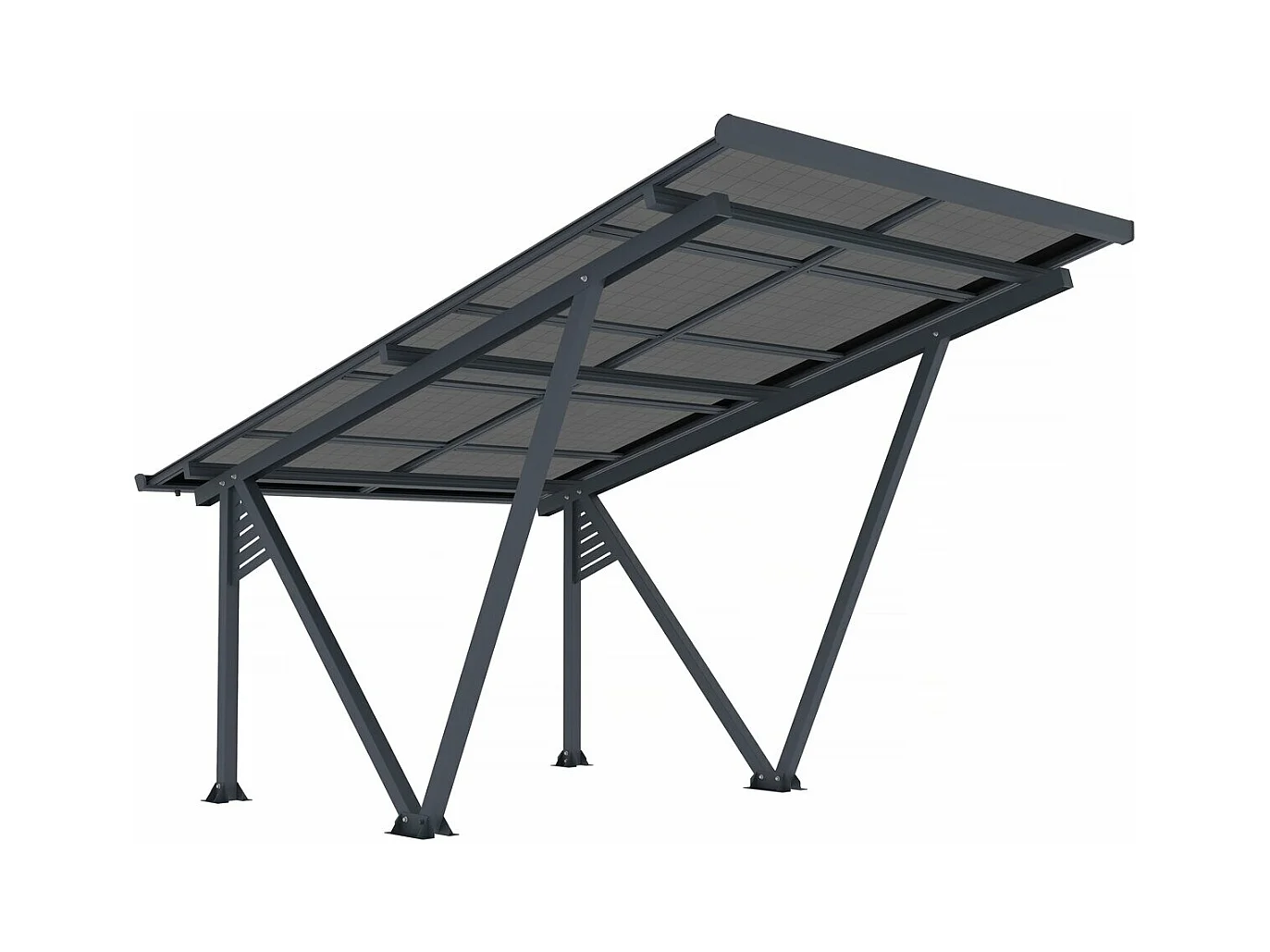 Ombrière Carport solaire avec panneaux photovoltaïques - 366 x 575 x 366 cm - Gris - 4,1 kW