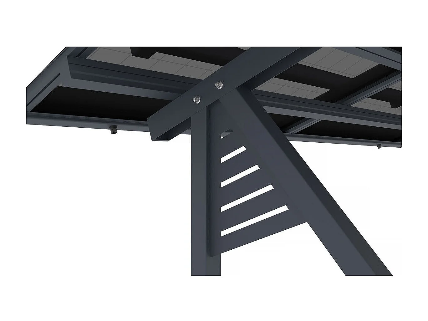 Schattenspendendes Solar-Carpot mit Photovoltaik-Paneelen - 366 x 575 x 366 cm - Grau - 4,1 kW