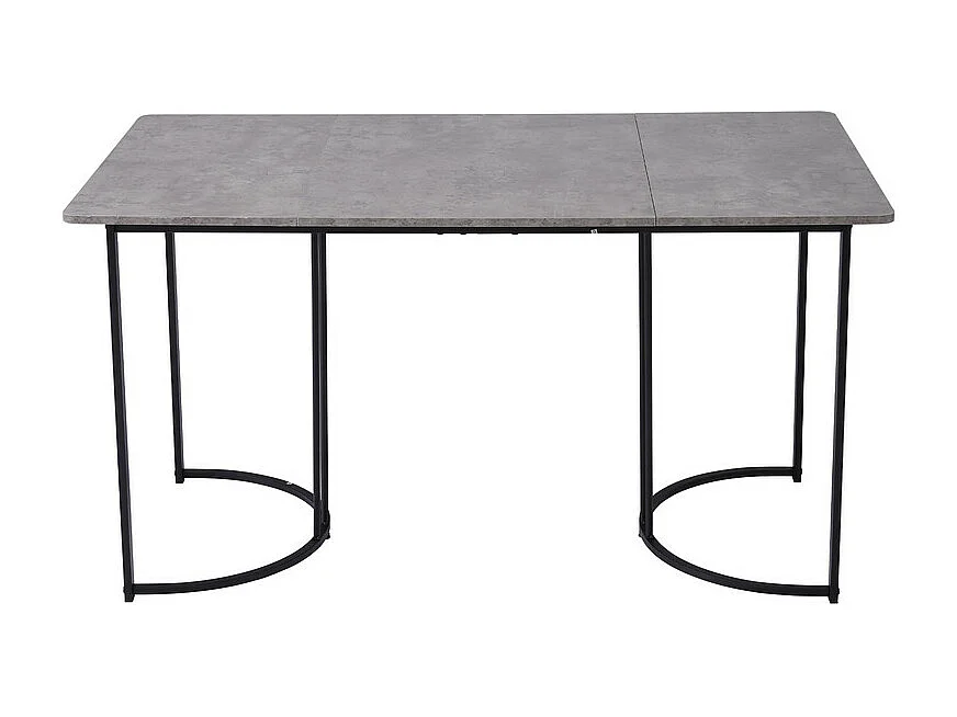 Esstisch 140 x 80 cm mit verstellbaren Beinen – Metallstruktur – Furnier mit Marmormuster – Grau und Schwarz