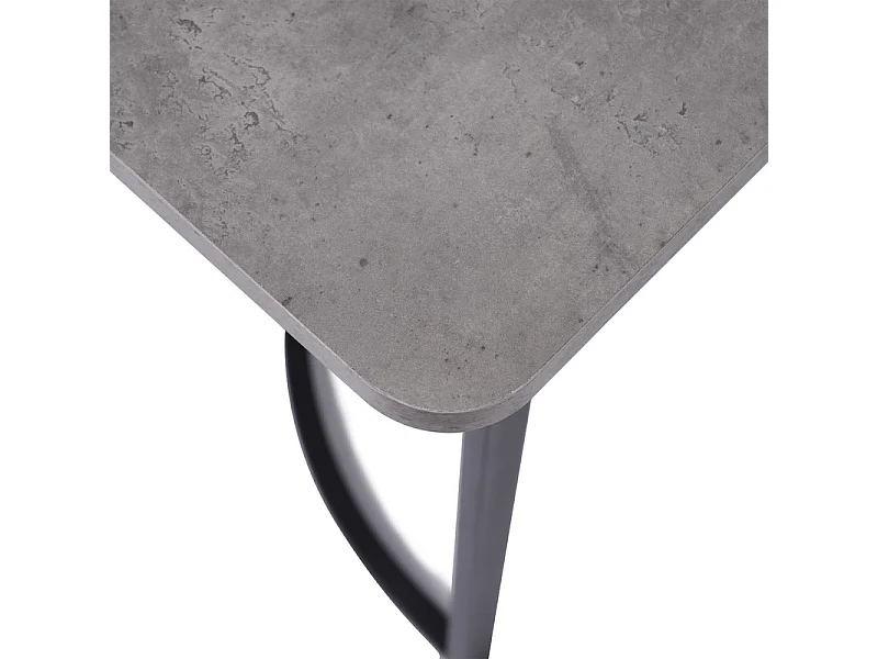 Esstisch 140 x 80 cm mit verstellbaren Beinen – Metallstruktur – Furnier mit Marmormuster – Grau und Schwarz