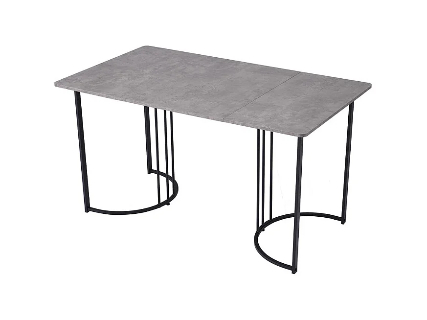 Mesa de comedor 140x80 cm con patas ajustables - estructura de metal - chapa de mármol - Gris y Negro