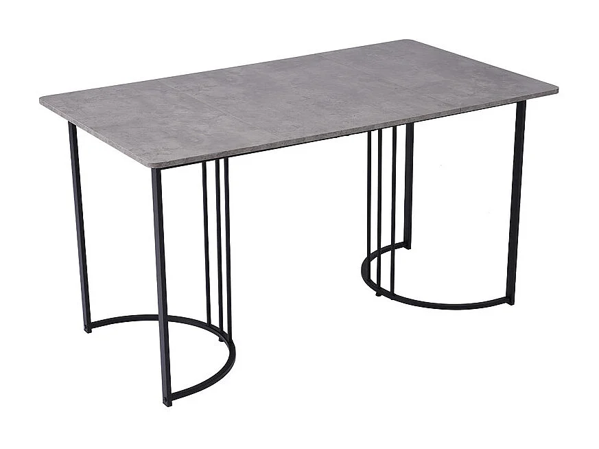 Mesa de comedor 140x80 cm con patas ajustables - estructura de metal - chapa de mármol - Gris y Negro