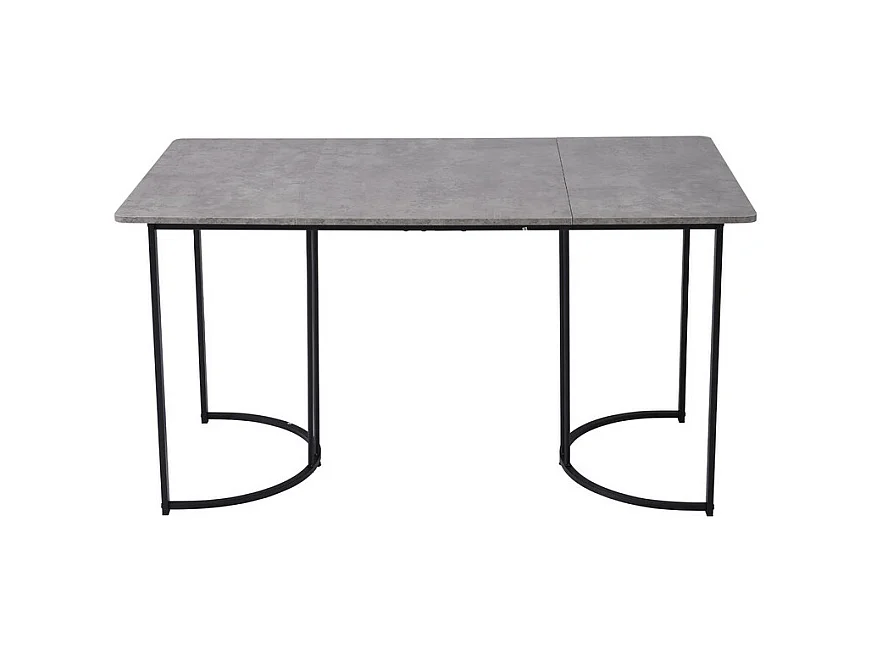 Mesa de comedor 140x80 cm con patas ajustables - estructura de metal - chapa de mármol - Gris y Negro