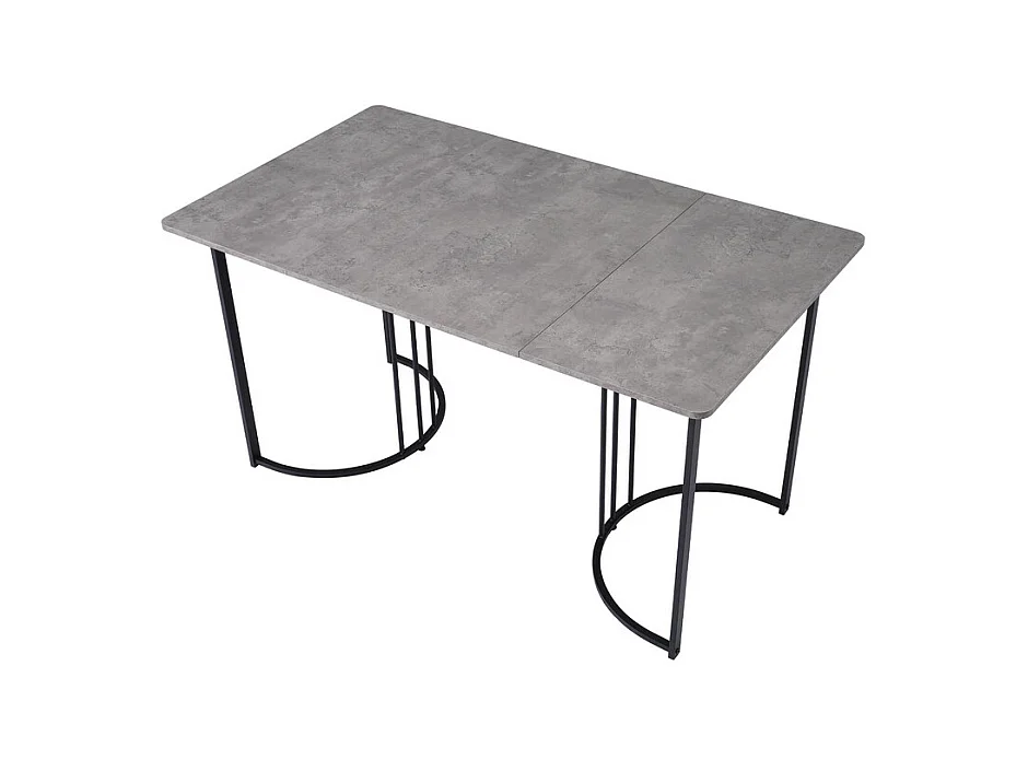 Mesa de comedor 140x80 cm con patas ajustables - estructura de metal - chapa de mármol - Gris y Negro