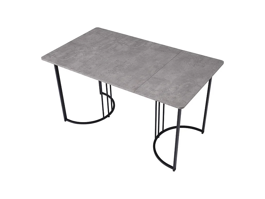 Mesa de comedor 140x80 cm con patas ajustables - estructura de metal - chapa de mármol - Gris y Negro