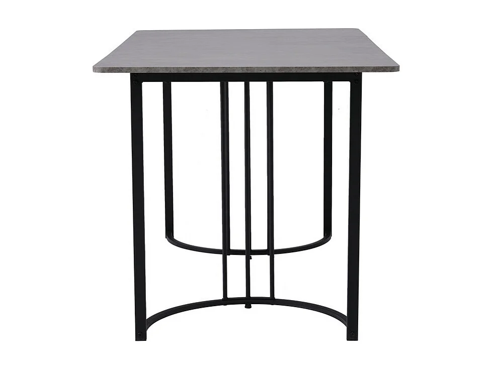 Tavolo da pranzo 140x80 cm con gambe regolabili - struttura in metallo - impiallacciatura con motivo marmo - Grigio e nero