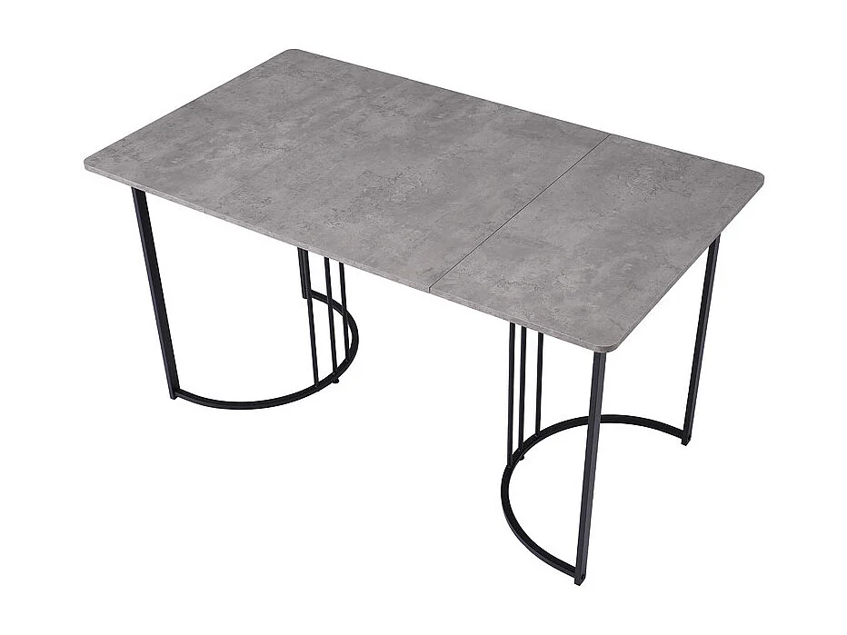Tavolo da pranzo 140x80 cm con gambe regolabili - struttura in metallo - impiallacciatura con motivo marmo - Grigio e nero