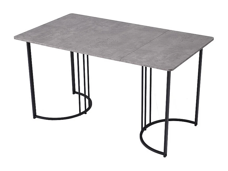 Tavolo da pranzo 140x80 cm con gambe regolabili - struttura in metallo - impiallacciatura con motivo marmo - Grigio e nero