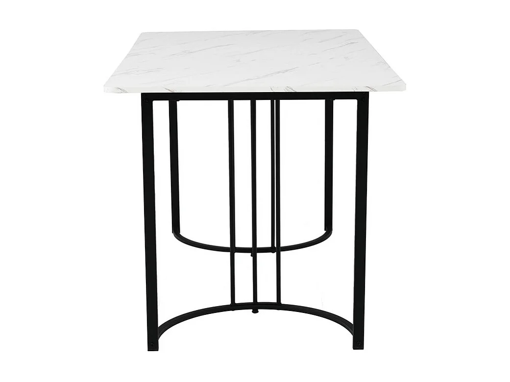 Eettafel 140x80 cm met verstelbare poten - metalen structuur - marmerpatroon fineer - Wit & Zwart