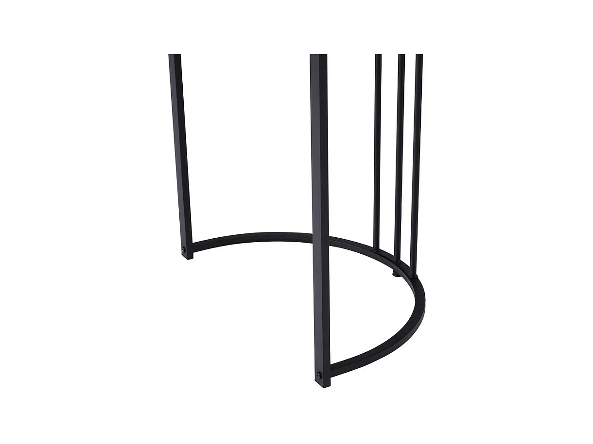 Esstisch 140 x 80 cm mit verstellbaren Beinen – Metallstruktur – Furnier mit Marmormuster – Weiß und Schwarz