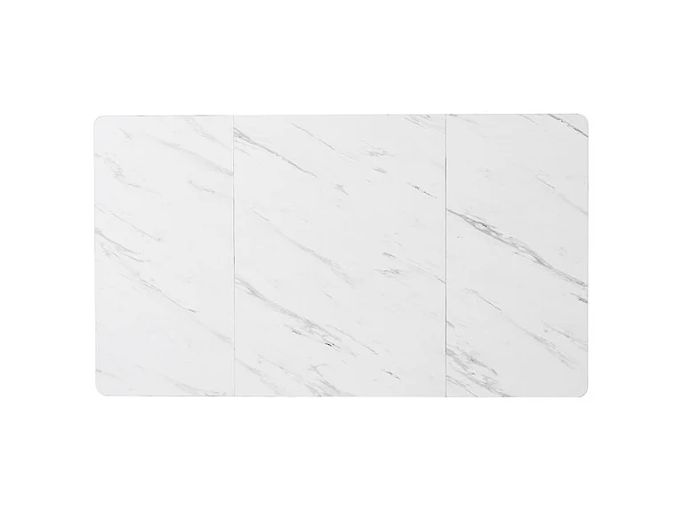 Esstisch 140 x 80 cm mit verstellbaren Beinen – Metallstruktur – Furnier mit Marmormuster – Weiß und Schwarz