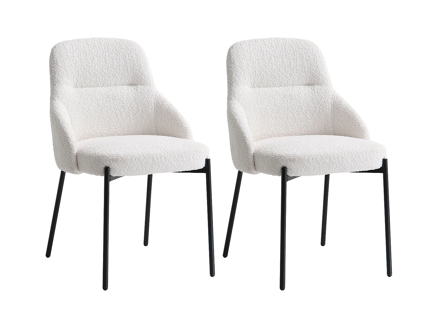 Zestaw 2 krzeseł z bukli i czarnego metalu - Biały - LIAMONA