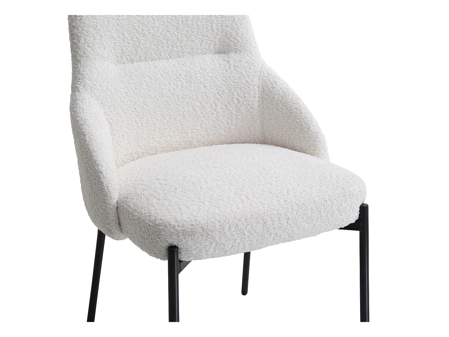 Zestaw 2 krzeseł z bukli i czarnego metalu - Biały - LIAMONA