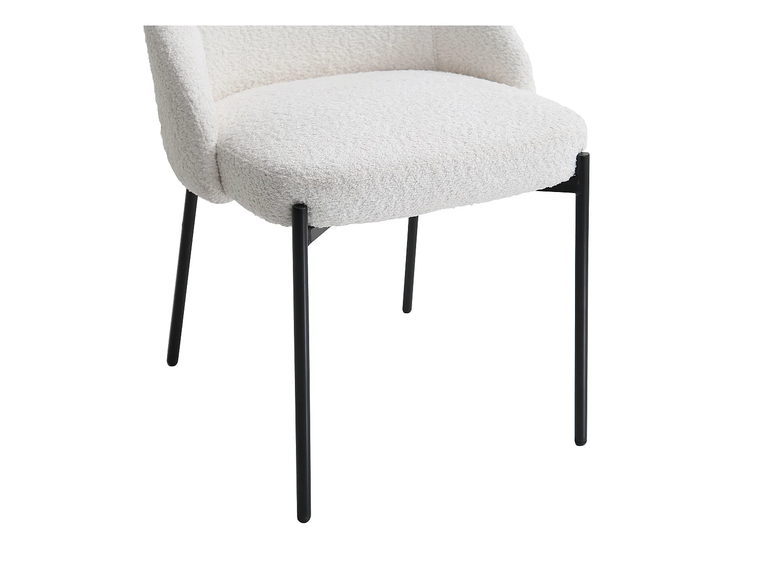 Zestaw 2 krzeseł z bukli i czarnego metalu - Biały - LIAMONA