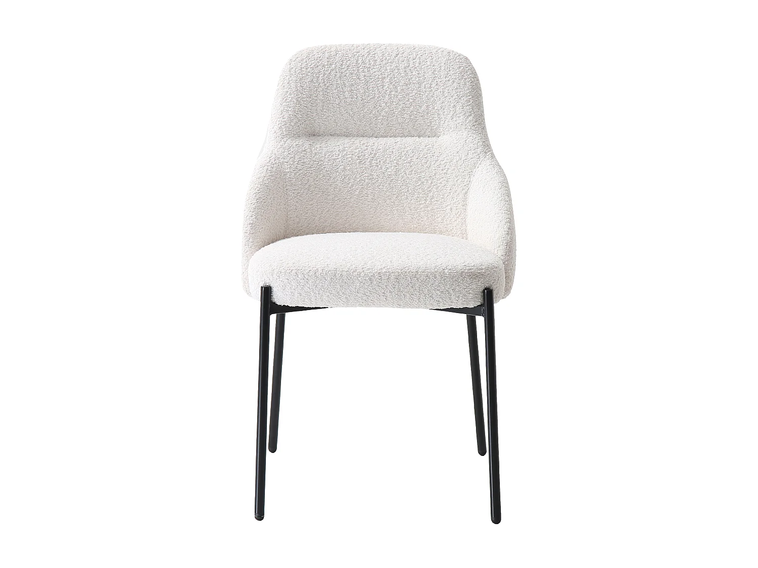 Lot de 2 chaises en tissu bouclette et métal noir - Blanc - LIAMONA