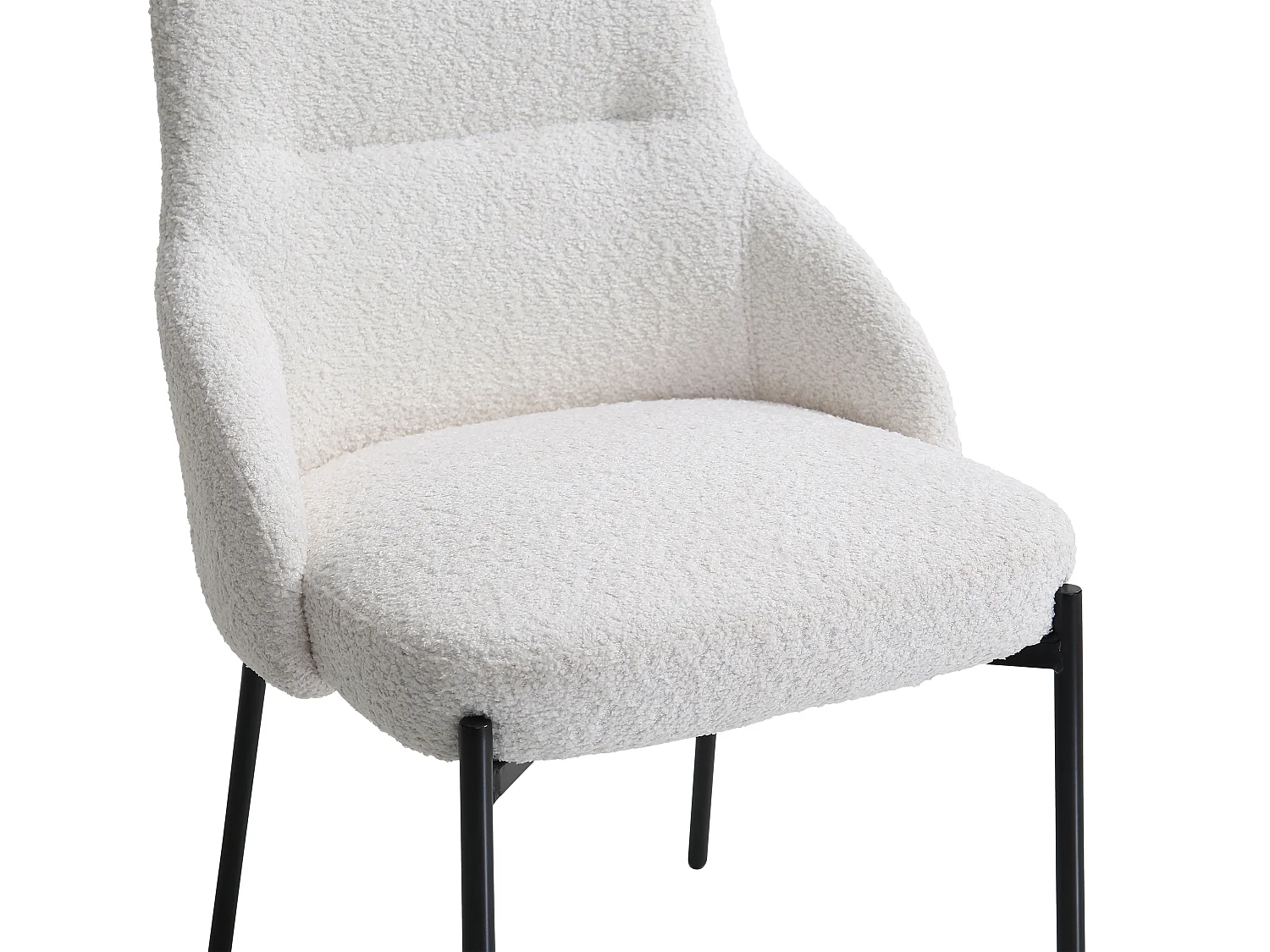 Lot de 2 chaises en tissu bouclette et métal noir - Blanc - LIAMONA