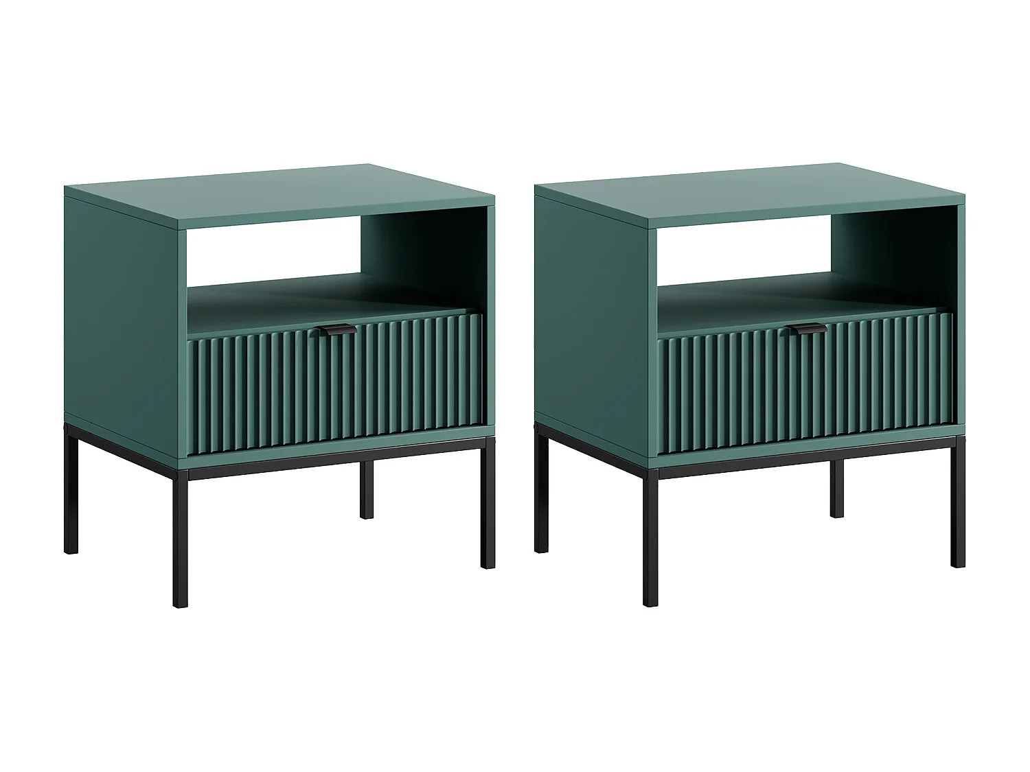 Sæt med 2 sengeborde med 1 skuffe og 1 hylderum - Smaragdgrøn - LIOUBA af Pascal Morabito