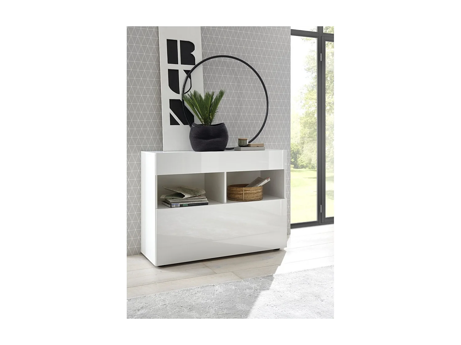 Sideboard mit 1 Schublade und 1 Klapptür, Kollektion SULTANO, in Weiß, ideal für Ihr Wohn- oder Esszimmer.