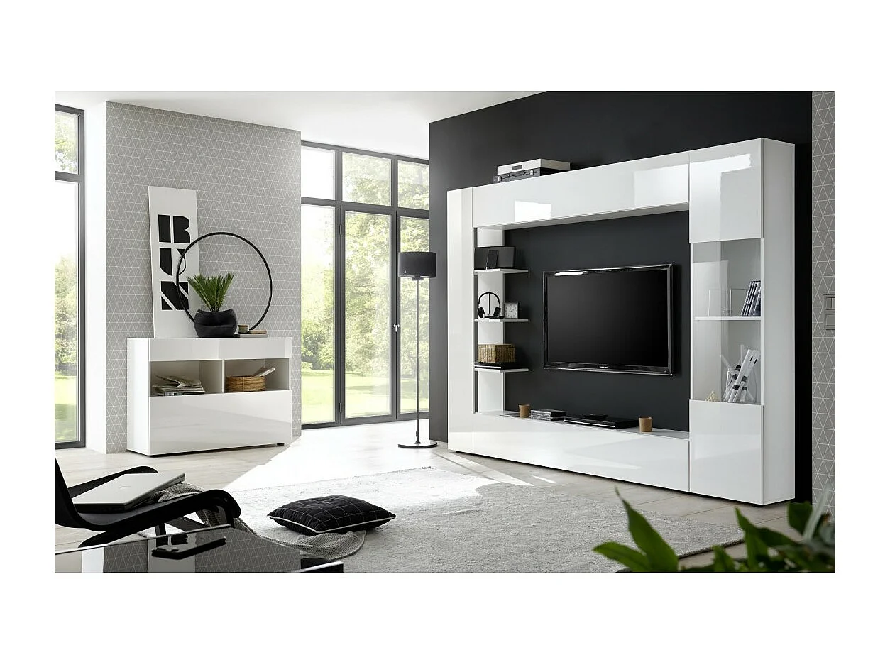 Buffet 1 cajón y 1 puerta abatible, colección SULTANO, color blanco, ideal en tu salón o comedor.