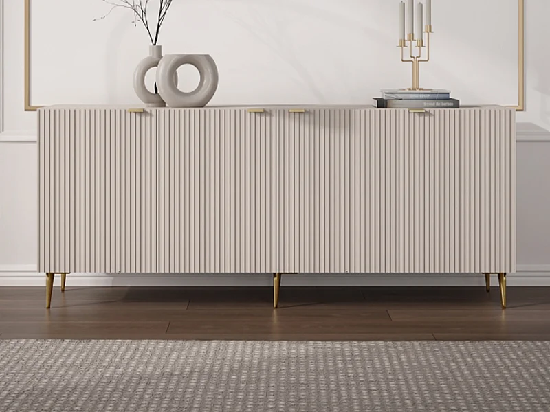 Sideboard mit 4 Türen - MDF & Stahl - Beige & Goldfarben - YESINIA