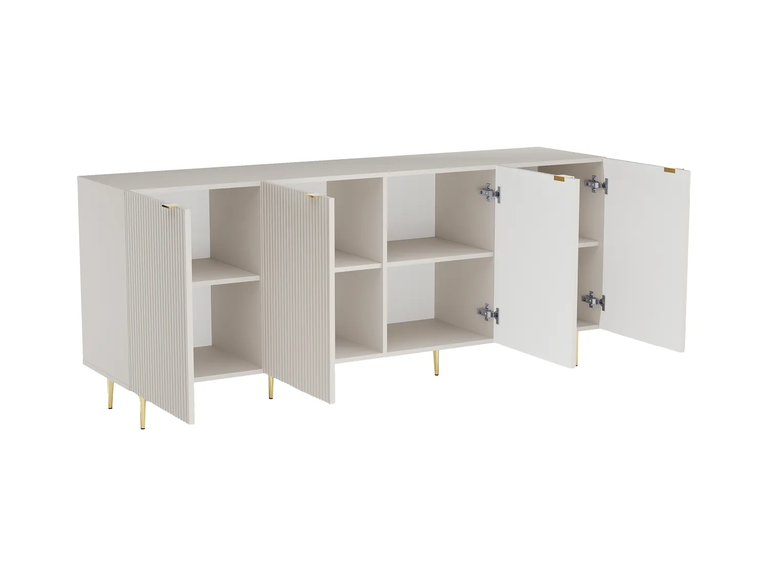 Sideboard mit 4 Türen - MDF & Stahl - Beige & Goldfarben - YESINIA