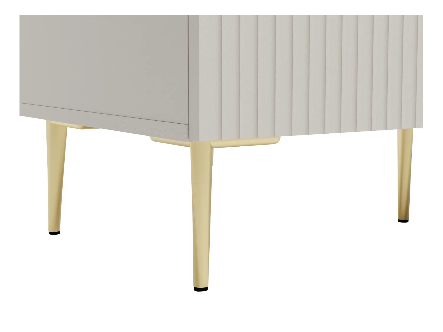 Mueble de TV con 2 puertas, 2 cajones y 2 nichos en MDF y acero - Beige y Dorado - YESINIA