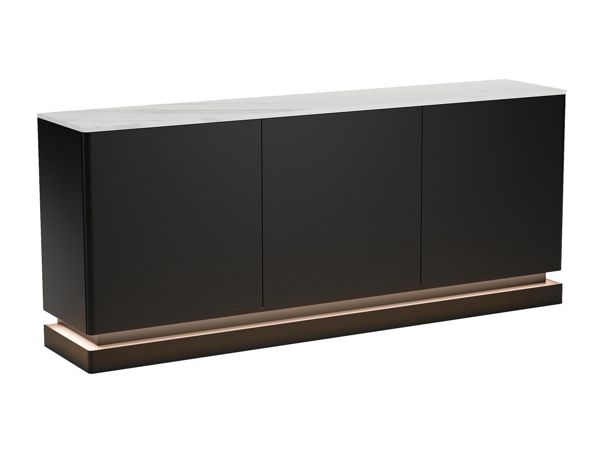 Sideboard mit 3 Türen - Mit LED-Beleuchtung - MDF - Schwarz & weiße Marmor- günstig online kaufen