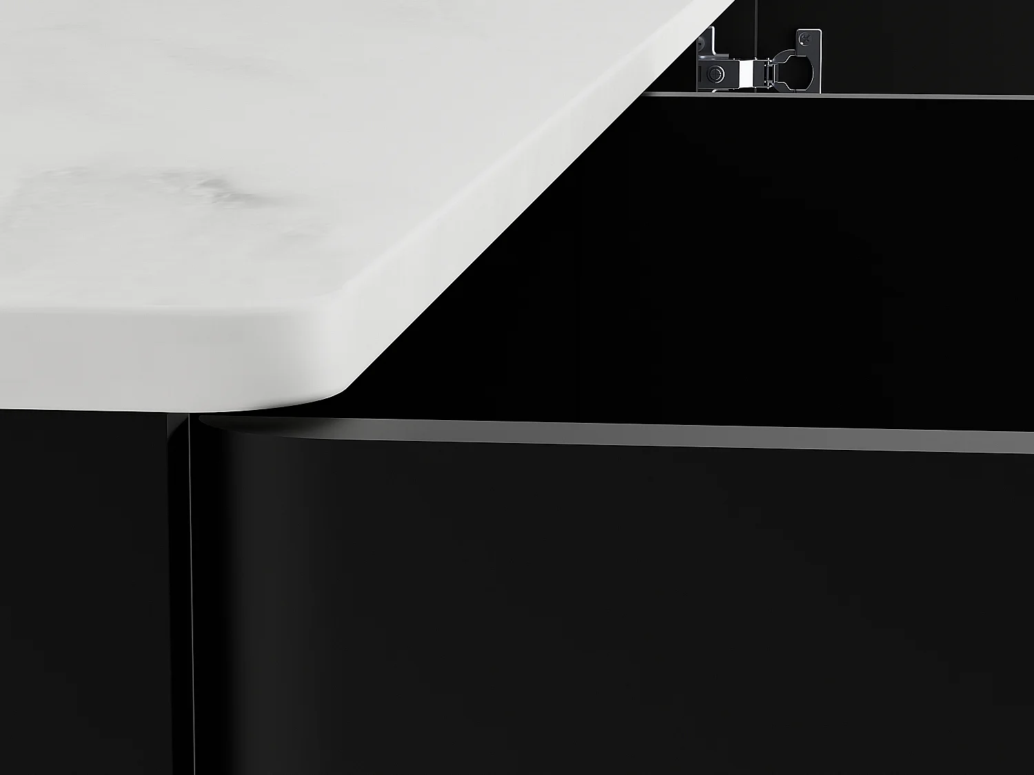 Buffet 3 portes avec LEDs en MDF - Noir et effet marbre blanc - DEVIKA de Pascal MORABITO