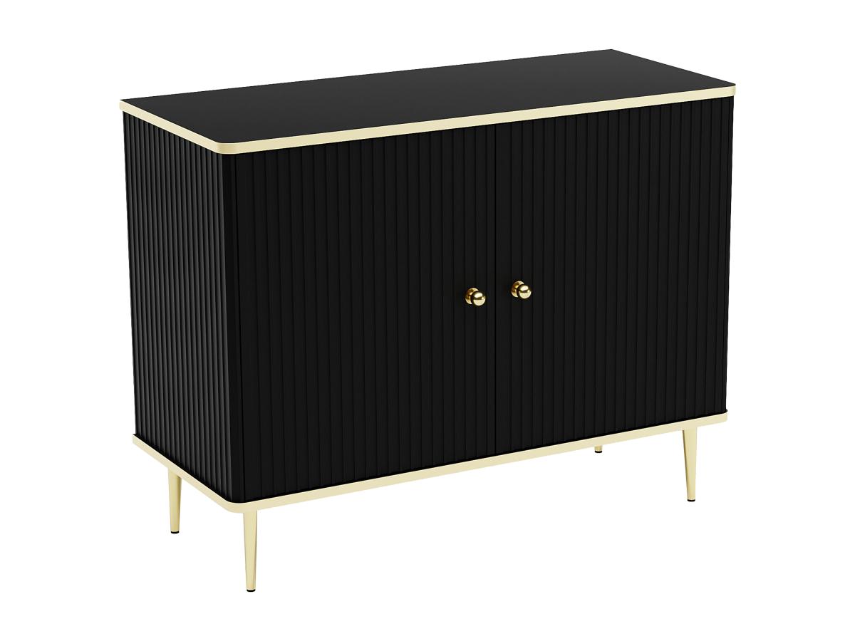 Highboard mit 2 Türen - MDF & Stahl - Schwarz & Goldfarben - SINEAD von Pas günstig online kaufen