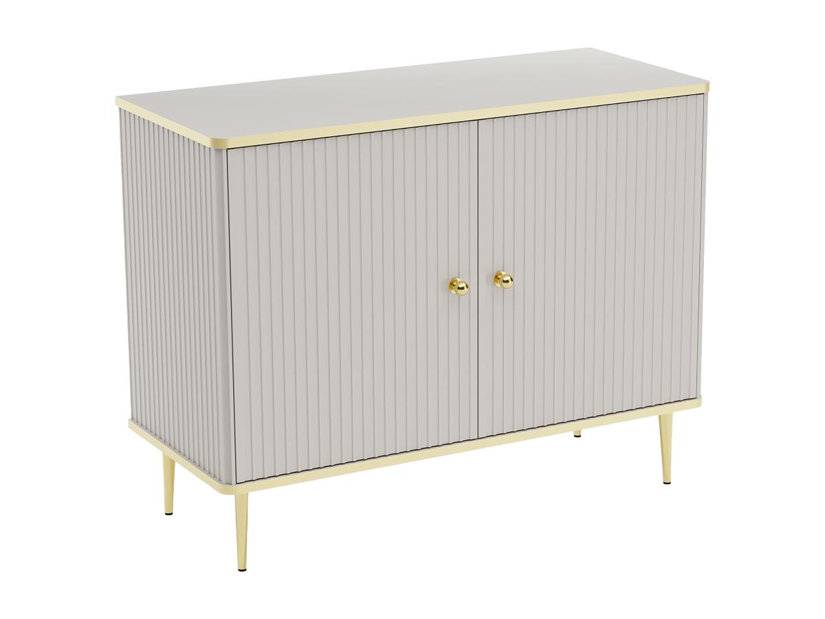 Highboard mit 2 Türen - MDF & Stahl - Beige & Goldfarben - SINEAD von Pasca günstig online kaufen