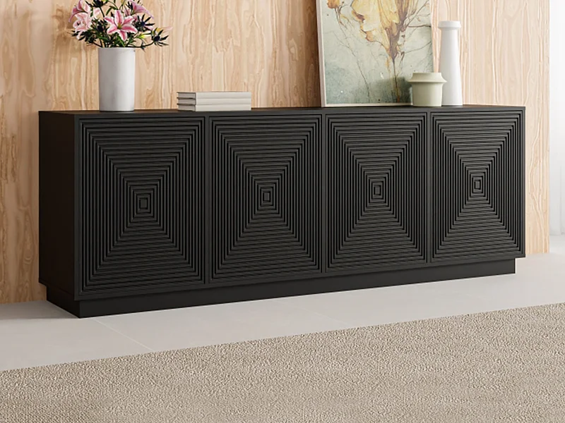 Credenza con 4 ante in MDF Nero - MEZULIA
