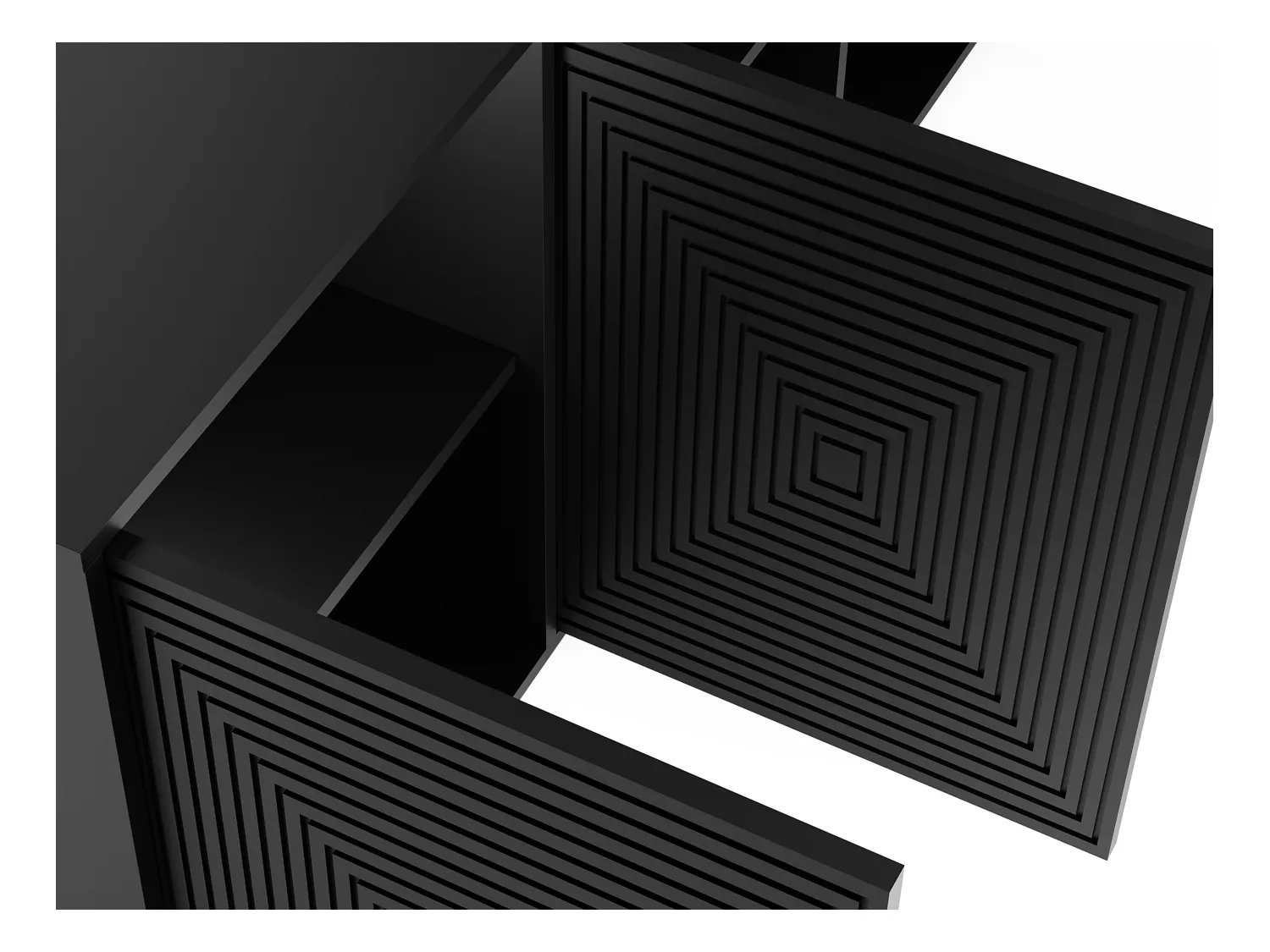 Buffet avec 4 portes en MDF - Noir - MEZULIA