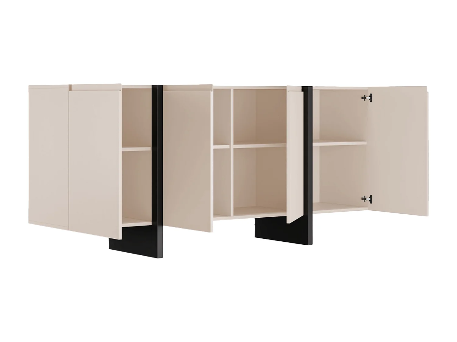 Buffet avec 4 portes en MDF - Beige et Noir - LUVONIA