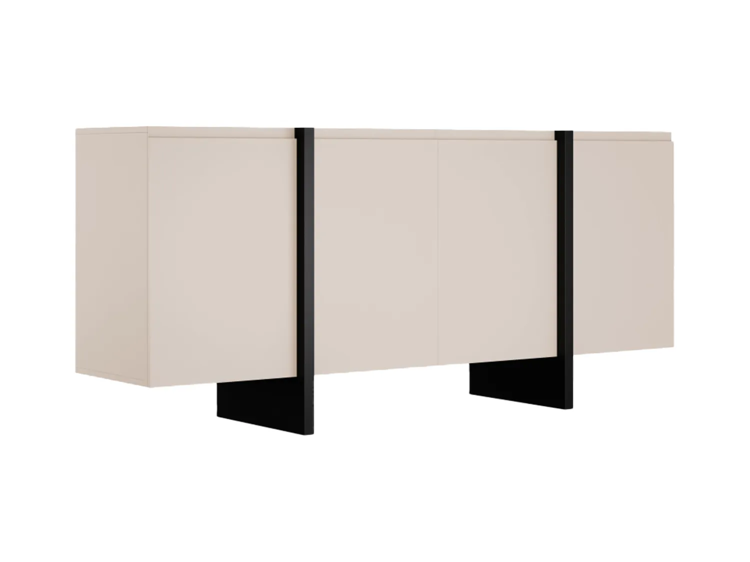 Sideboard mit 4 Türen - MDF - Beige & Schwarz - LUVONIA