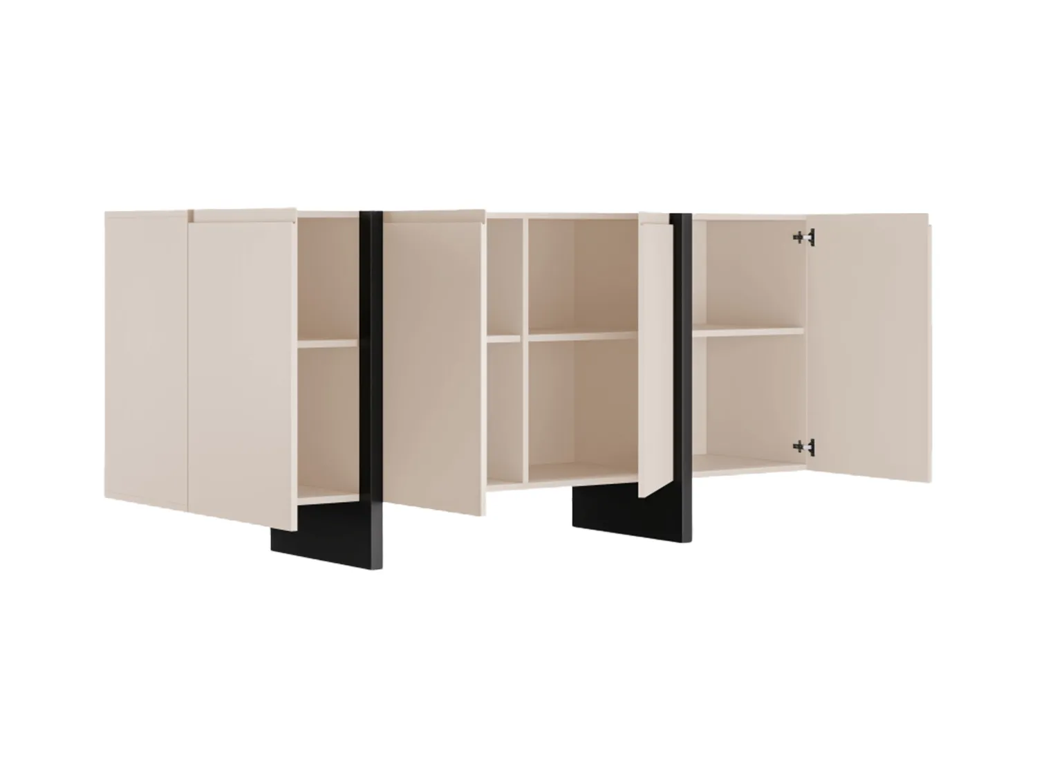 Sideboard mit 4 Türen - MDF - Beige & Schwarz - LUVONIA