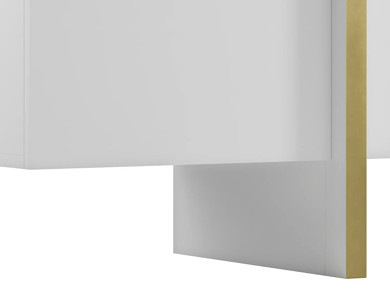 Hangend tv-meubel met 4 deuren van mdf - Wit en goud - LUVONIA