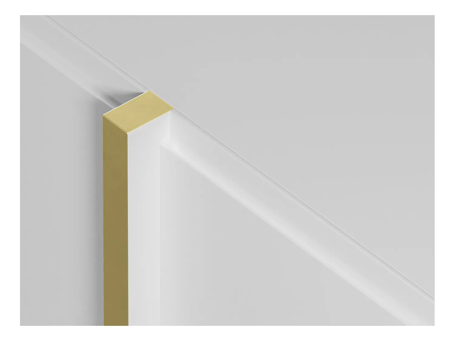 Meuble TV avec 4 portes en MDF - Blanc et Doré - LUVONIA