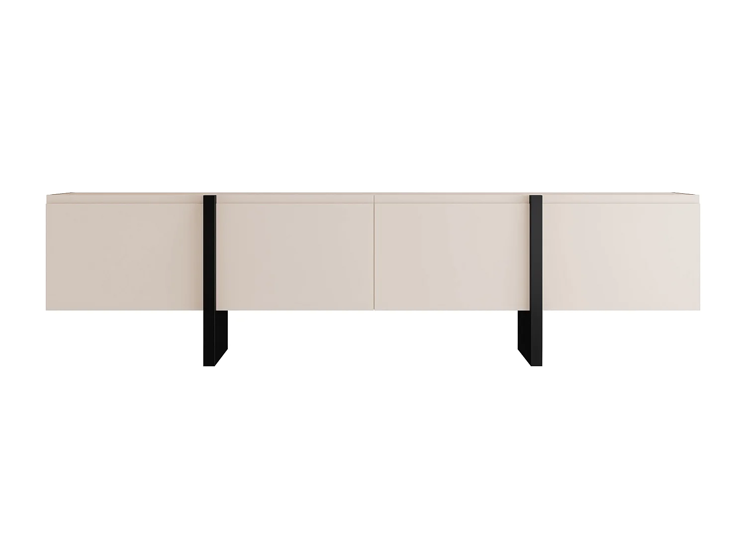 Meuble TV avec 4 portes en MDF - Beige et Noir - LUVONIA