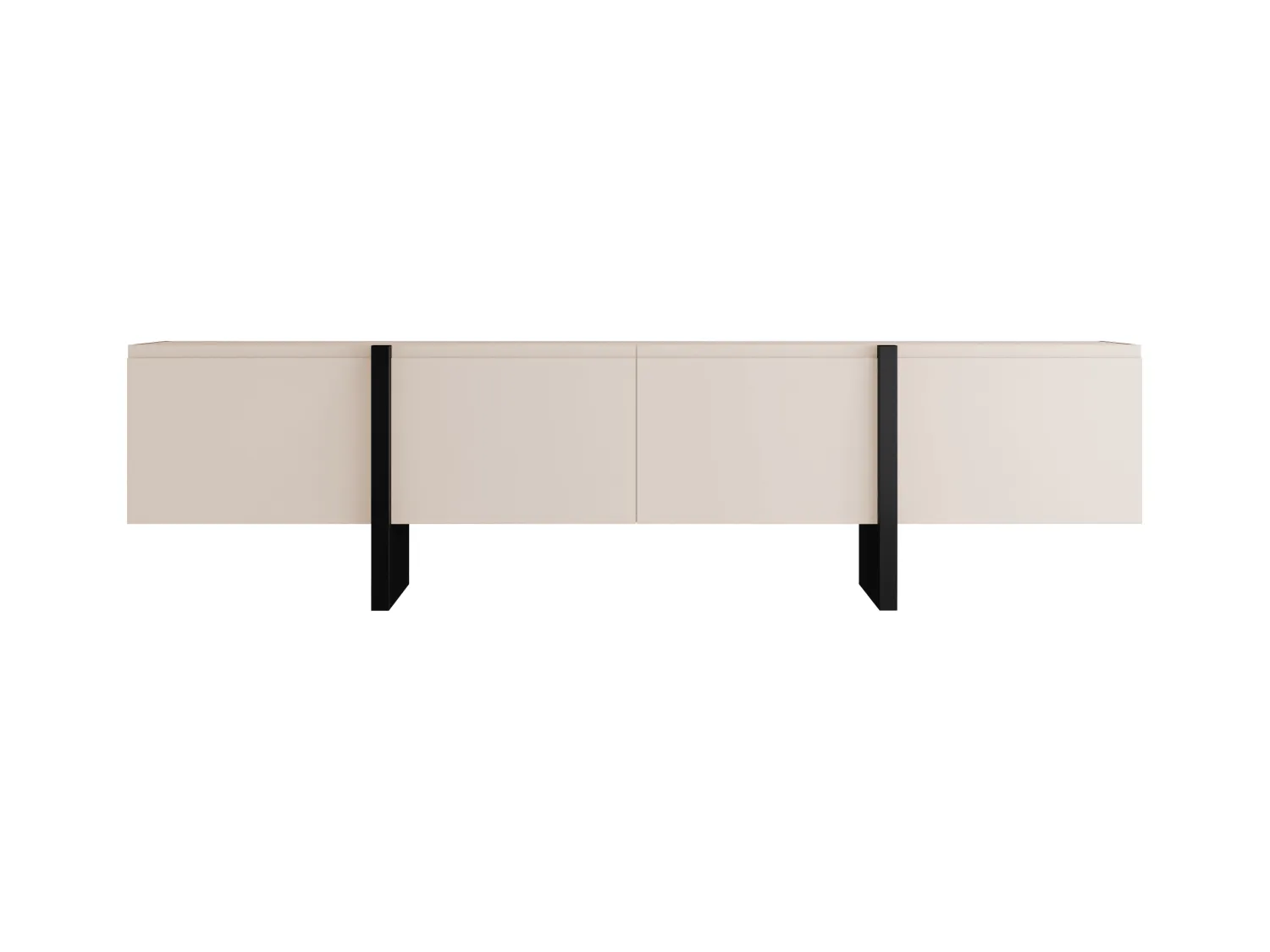 Mueble TV con 4 puertas de MDF - Beige y Negro - LUVONIA