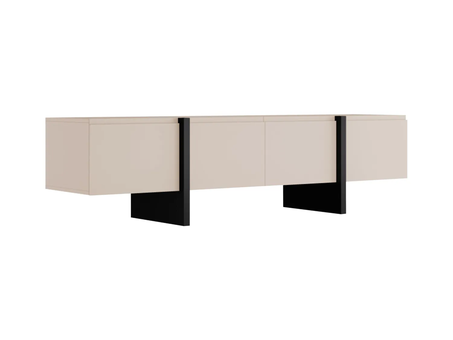 Mueble TV con 4 puertas de MDF - Beige y Negro - LUVONIA