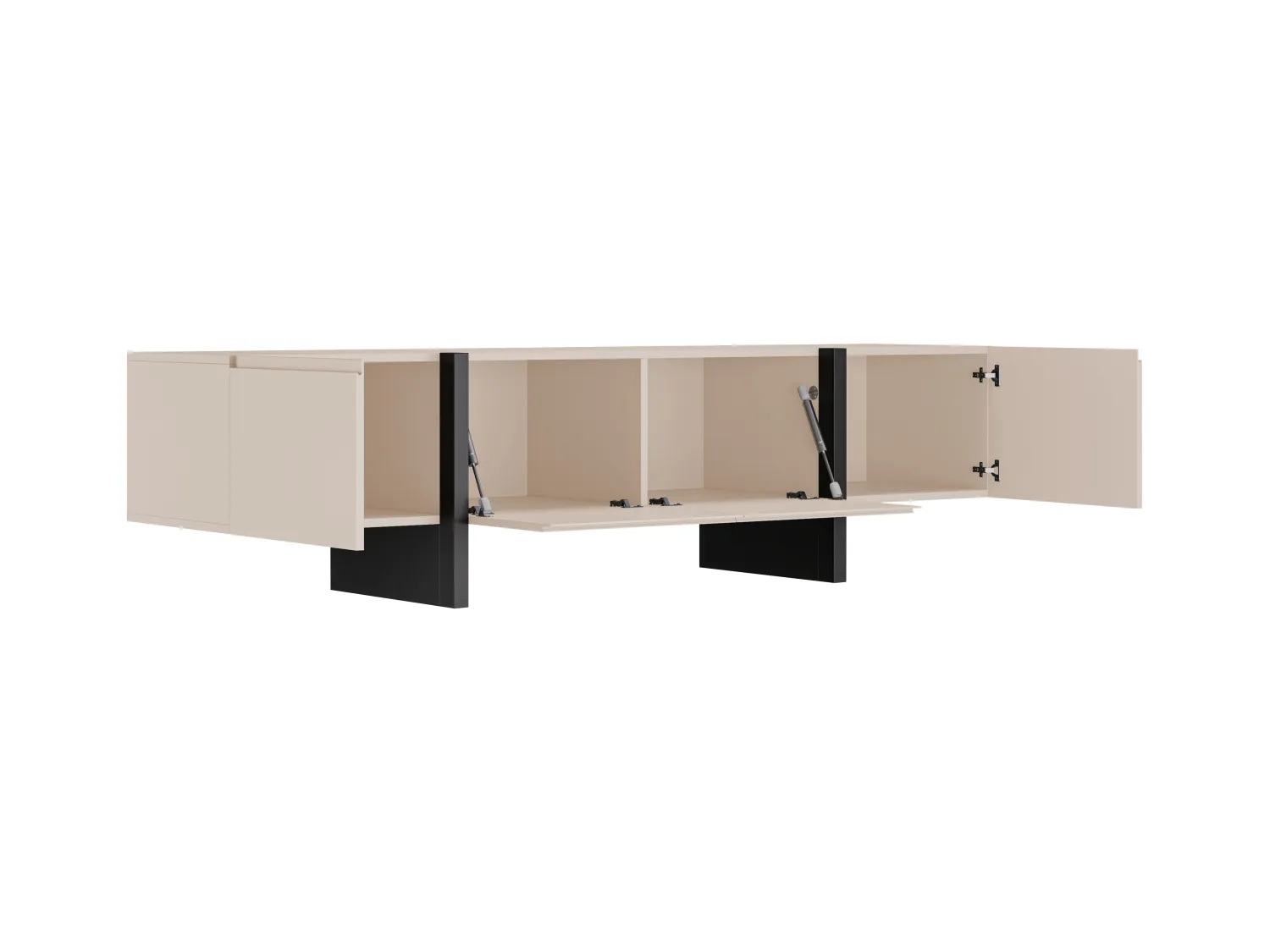 Mueble TV con 4 puertas de MDF - Beige y Negro - LUVONIA