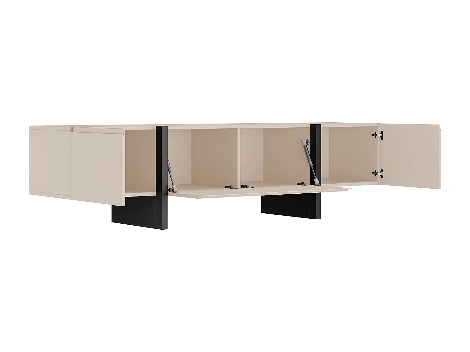 TV-bänk med 4 dörrar i beige och svart MDF LUVONIA