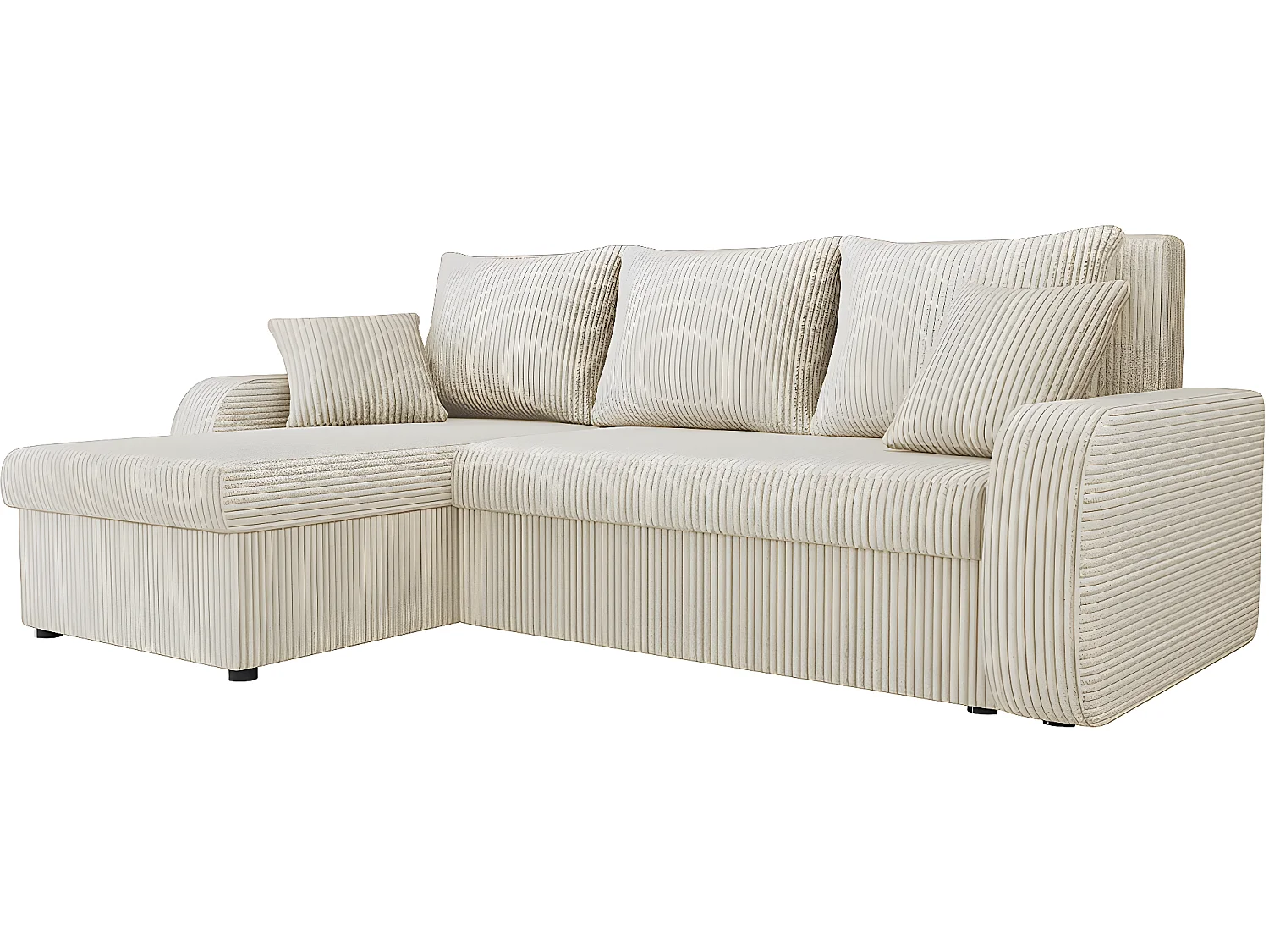 Sofá cama esquinero de pana "Vinci" 3 plazas - Beige