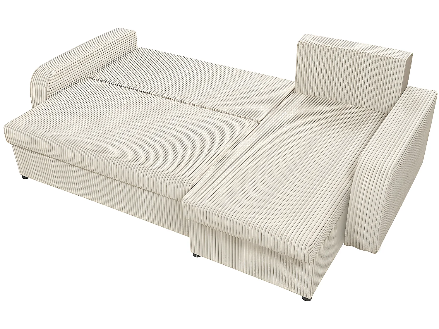 Sofá cama esquinero de pana "Vinci" 3 plazas - Beige