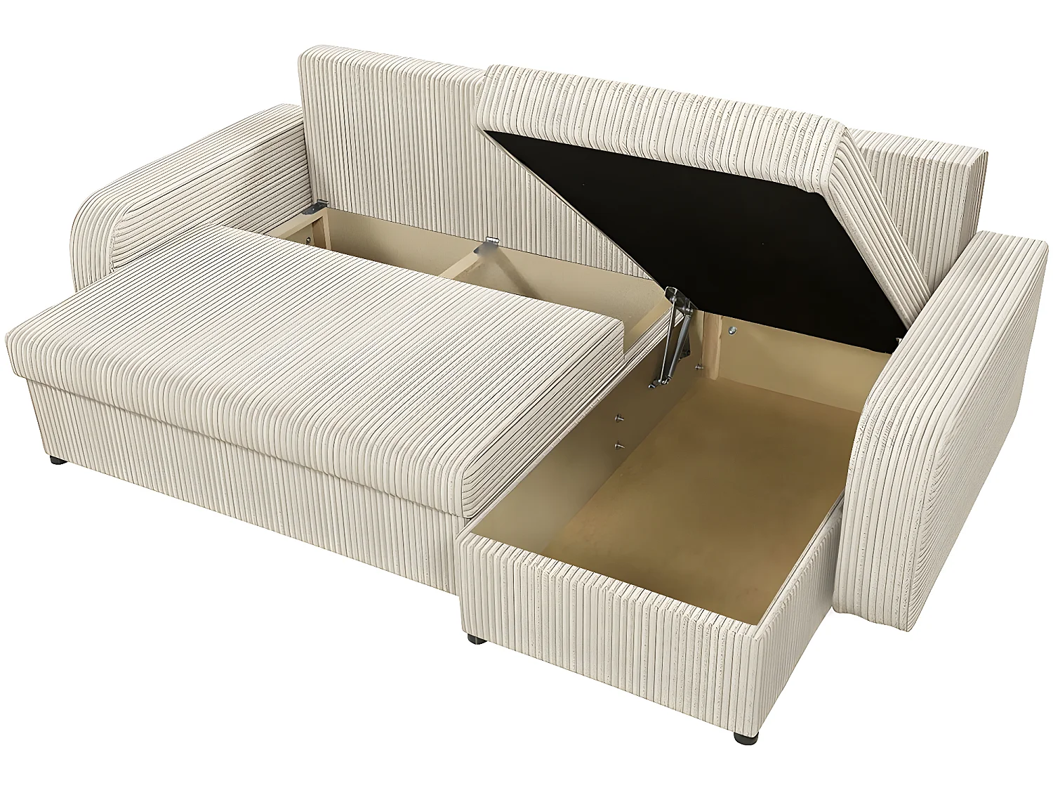 Sofá cama esquinero de pana "Vinci" 3 plazas - Beige
