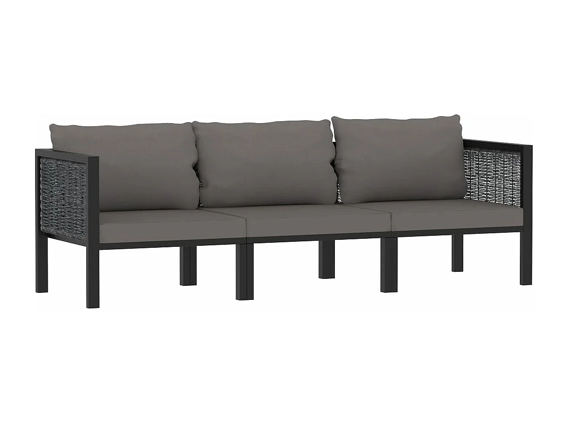 Sofá de 3 lugares com almofadas em resina tecida antracite 02_0013297