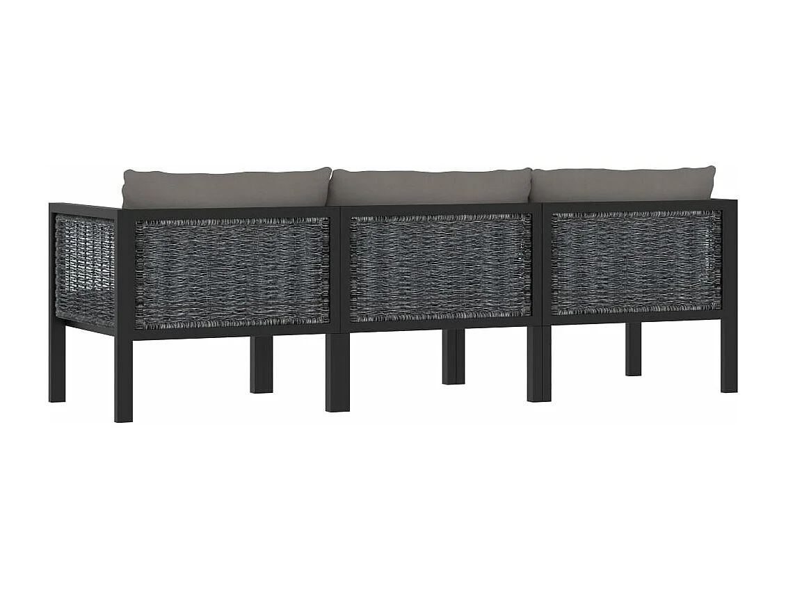 Sofá de 3 lugares com almofadas em resina tecida antracite 02_0013297